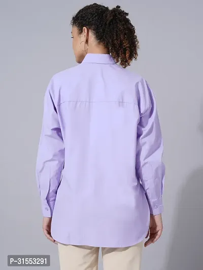 Elegant Purple Cotton Blend Solid Shirt For Women-thumb2