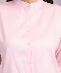 Elegant Pink Cotton Blend Solid Shirt For Women-thumb3