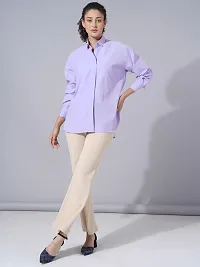 Elegant Purple Cotton Blend Solid Shirt For Women-thumb4