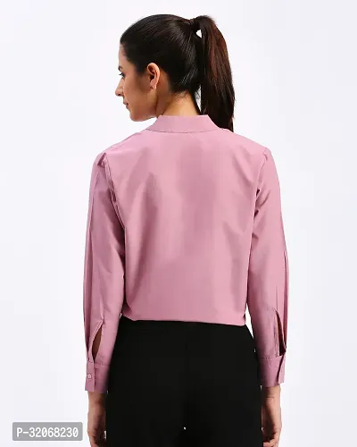 Elegant Pink Polycotton Solid Shirt For Women-thumb2