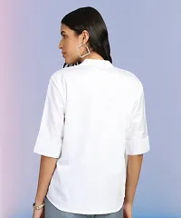 Elegant White Cotton Blend Solid Shirt For Women-thumb1