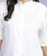 Elegant White Cotton Blend Solid Shirt For Women-thumb4