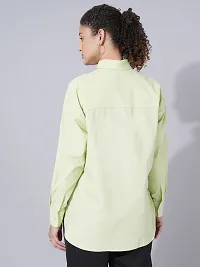 Elegant Green Cotton Blend Solid Shirt For Women-thumb1