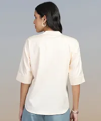 Elegant Peach Cotton Blend Solid Shirt For Women-thumb1