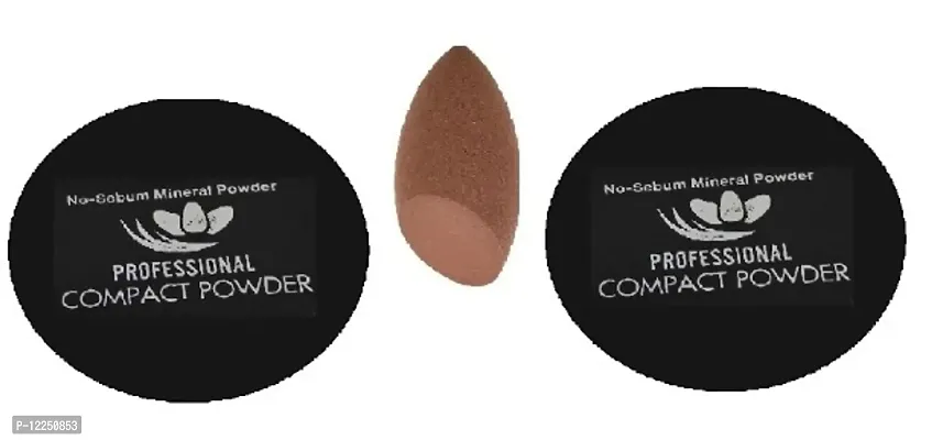 Compact Powder 2 Pcs with Vitamin E and  SPF 15, Suitable for all Skin types, Vegan, Classic Ivory, 1 Puff