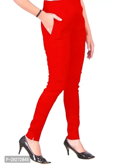 Trendy Cotton Slub Pant for Women - Red-thumb0