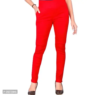 Trendy Cotton Slub Pant for Women - Red-thumb2