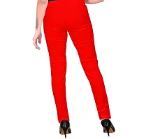 Trendy Cotton Slub Pant for Women - Red-thumb2