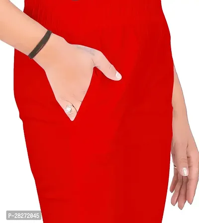 Trendy Cotton Slub Pant for Women - Red-thumb4