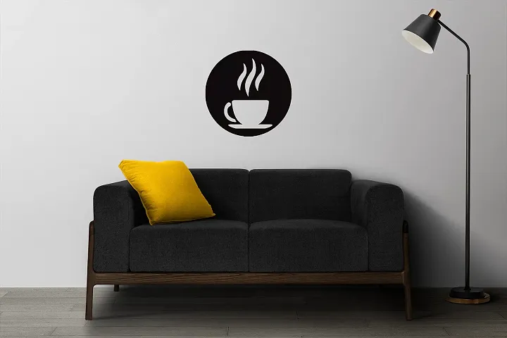 Kalit Kala Decor Coffee Design Wooden Wall Decor Hanging Frame MDF Black Cutout Design For Wall Decor Wall Decor Mdf Cutout Design Set Of 3 (KAL30)