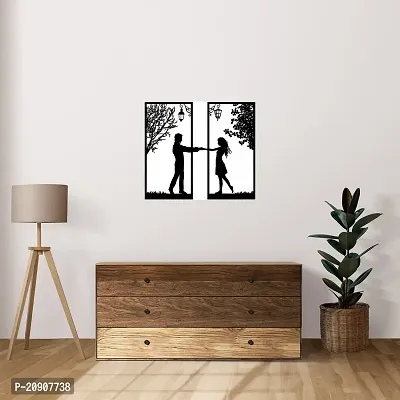 Kalit Kala Decor Couple Design Wooden Wall Decor Hanging Frame Set (Black, 10 x 10 Inch Each Frame Size)-thumb3
