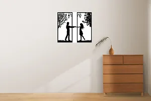 Kalit Kala Decor Couple Design Wooden Wall Decor Hanging Frame Set (Black, 10 x 10 Inch Each Frame Size)-thumb3