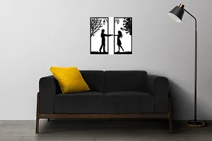 Kalit Kala Decor Couple Design Wooden Wall Decor Hanging Frame Set (Black, 10 x 10 Inch Each Frame Size)-thumb4