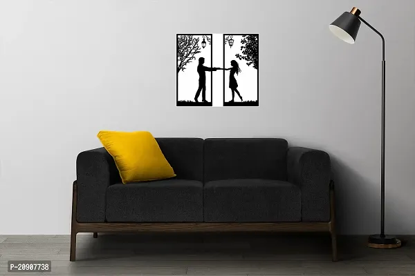 Kalit Kala Decor Couple Design Wooden Wall Decor Hanging Frame Set (Black, 10 x 10 Inch Each Frame Size)-thumb5