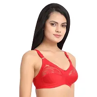 Flora Lingerie Trinity Women's Cotton Lycra, Full Coverage, Non-Padded, Non-Wired, Embroidered Bralette with Adjustable Straps-thumb2