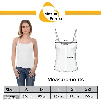 Mesua Ferrea Cotton Regular Non-Padded Camisole Slip/Cami with Adjustable  Detachable Strap for Girls/Women - Free Transparent Strap (White, S)-thumb2