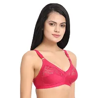 Flora Lingerie Trinity Women's Cotton Lycra, Full Coverage, Non-Padded, Non-Wired, Embroidered Bralette with Adjustable Straps-thumb2