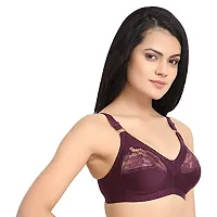 Flora Lingerie Trinity Women's Cotton Lycra, Full Coverage, Non-Padded, Non-Wired, Embroidered Bralette with Adjustable Straps-thumb2