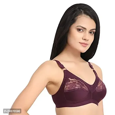 Flora Lingerie Trinity Women's Cotton Lycra, Full Coverage, Non-Padded, Non-Wired, Embroidered Bralette with Adjustable Straps-thumb3