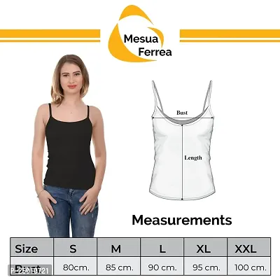 Mesua Ferrea Cotton Regular Non-Padded Camisole Slip/Cami with Adjustable  Detachable Strap for Girls/Women - Free Transparent Strap (Black, XXL)-thumb2