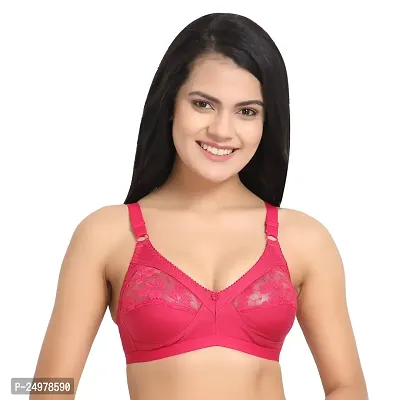 Flora Lingerie Trinity Women's Cotton Lycra, Full Coverage, Non-Padded, Non-Wired, Embroidered Bralette with Adjustable Straps