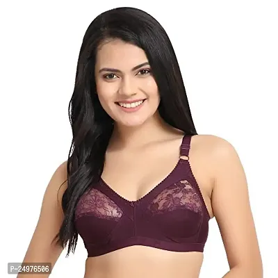 Flora Lingerie Trinity Women's Cotton Lycra, Full Coverage, Non-Padded, Non-Wired, Embroidered Bralette with Adjustable Straps-thumb0