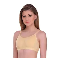 Flora Lingerie Doll Bee Cotton Lycra Regular Full Coverage Women, Girls Sports | Gym | Yoga Bra with Adjustable  Detachable Strap in Black | Skin | White Color - Free Transparent Strap-thumb1