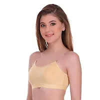 Flora Lingerie Doll Bee Cotton Lycra Regular Full Coverage Women, Girls Sports | Gym | Yoga Bra with Adjustable  Detachable Strap in Black | Skin | White Color - Free Transparent Strap-thumb4