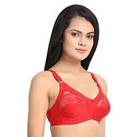 Flora Lingerie Trinity Women's Cotton Lycra, Full Coverage, Non-Padded, Non-Wired, Embroidered Bralette with Adjustable Straps-thumb2