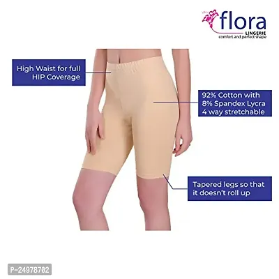 Flora Lingerie Underdress or Skirts Cotton Lycra Regular Fit Cycling/Yoga/Gym Shorts for Girls/Women ? Beige | Black | White-thumb5