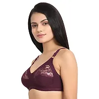 Flora Lingerie Trinity Women's Cotton Lycra, Full Coverage, Non-Padded, Non-Wired, Embroidered Bralette with Adjustable Straps-thumb4