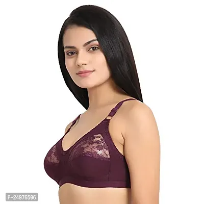 Flora Lingerie Trinity Women's Cotton Lycra, Full Coverage, Non-Padded, Non-Wired, Embroidered Bralette with Adjustable Straps-thumb5