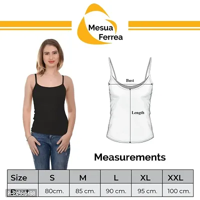 Mesua Ferrea Cotton Regular Non-Padded Camisole Slip/Cami with Adjustable  Detachable Strap for Girls/Women - Free Transparent Strap (Black, XL)-thumb2