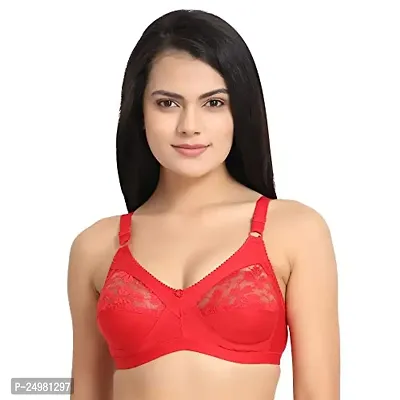 Flora Lingerie Trinity Women's Cotton Lycra, Full Coverage, Non-Padded, Non-Wired, Embroidered Bralette with Adjustable Straps