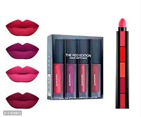 Vehlan Nude Mini Liquid Lipstick set of 4 with 5in1 lipstick