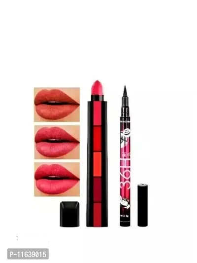 VEHLAN Best matte 5in1 Red lipstick with 36H waterproof Eyeliner-thumb0