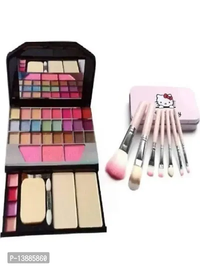 6155 Makeup Kit 7 Pcs Hello Kitty Makeup Brush Set (pack of 2) Multicolor-thumb0