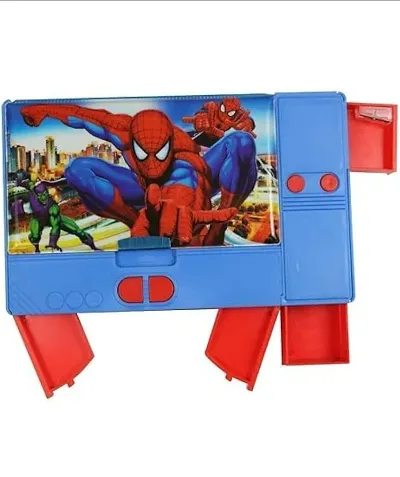 Plastic Jumbo Size Multi-Functional Pencil Geometry Box with Integrated Sharpner for Boys Girls Kids (Spiderman)