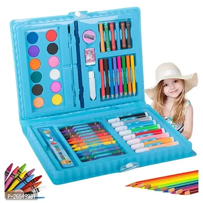 68 Pcs Color Set/Kit for Kids Drawing  Painting Set/Case Art  Craft Supplies 12 Crayon 8 Sketch Pens 8 Color Pencils 6 Oil Plaster Colour 12 Water Color Best Gift for Boys  Girls ( Multicolor )-thumb0