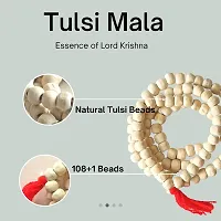 Tulsi/Chandan Real Mala108+1(Beads) Holy with Cotton Gomukhi Japa Bag-thumb1