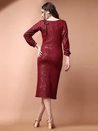 MukRaj Fasion Women's Solide Bodycon v Nack Full Sleeve Knee Length Western Mini Short Dress for Women/Girls (Small, Red)-thumb2