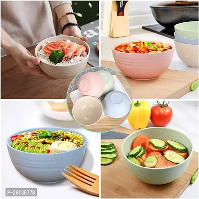 GYANVI Wheat Straw Bowl Set of 4 Unbreakable Serving Bowl, Microwave Safe Bowl for Kitchen, Freezer  Dishwasher, Ideal for Snacks, Rice, Salad, and Noodles (Multicolor)-thumb5