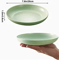 GYANVI 4 Pcs Lightweight Wheat Straw Plates - Unbreakable Dinner Plates - Reusable Plate Set Dishwasher  Microwave Safe - Perfect for Dinner Dishes (Green)-thumb1