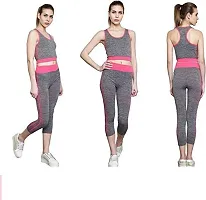 GYANVI Women Yoga Sets Sports Track Pant Outfit Set Gym Elastic Running Sport Suit Fitness Clothing Workout Wear Set (Free Size) (Pink)-thumb2