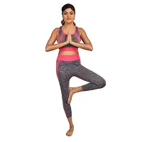 GYANVI Women Yoga Sets Sports Track Pant Outfit Set Gym Elastic Running Sport Suit Fitness Clothing Workout Wear Set (Free Size) (Pink)-thumb3