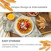 GYANVI 4 Pcs Lightweight Wheat Straw Plates - Unbreakable Dinner Plates - Reusable Plate Set Dishwasher  Microwave Safe - Perfect for Dinner Dishes (Beige)-thumb3