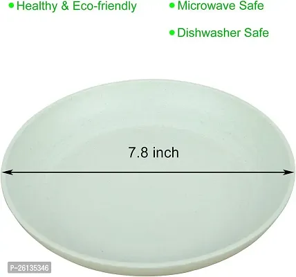 GYANVI 4 Pcs Lightweight Wheat Straw Plates - Unbreakable Dinner Plates - Reusable Plate Set Dishwasher  Microwave Safe - Perfect for Dinner Dishes (Multicolor)-thumb2