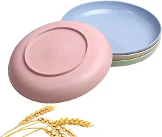 GYANVI Unbreakable Wheat Straw Plates Set of 4 - Dishwasher  Microwave Safe - Perfect for Dinner Dishes - Healthy, BPA Free  Eco-Friendly/Kids-Toddler (Adult) (7.8 Inches)-thumb3