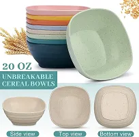 GYANVI Unbreakable Cereal Bowls Set of 4, Reusable Wheat Straw Bowls Square/Soup Bowls Fiber Lightweight Bowls for Kitchen Serving Salad Rice Snacks (Square) (Multicolor)-thumb3