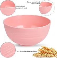 GYANVI Wheat Straw Bowl Set of 4 Unbreakable Serving Bowl, Microwave Safe Bowl for Kitchen, Freezer  Dishwasher, Ideal for Snacks, Rice, Salad, and Noodles (Pink)-thumb3